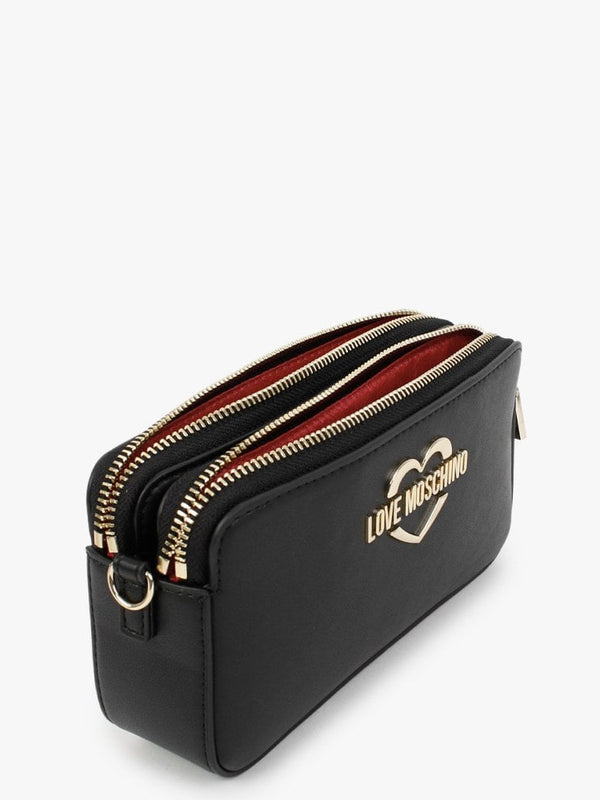 Heart Black Chain Cross-Body Bag