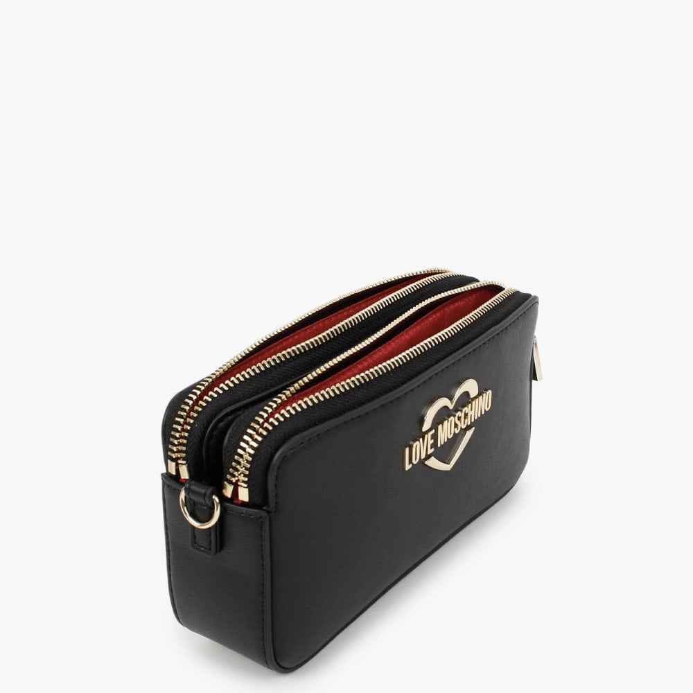 Heart Black Chain Cross-Body Bag