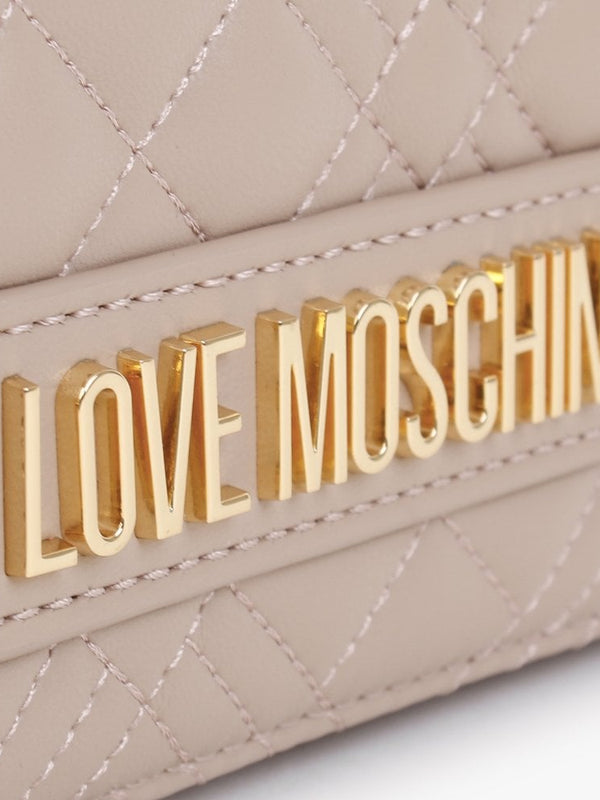 Diamond Quilt Flapover Taupe Cross-Body Bag