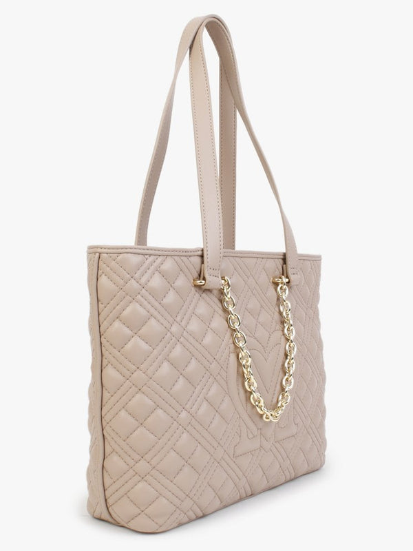 Diamond Quilt Taupe Shopper Bag