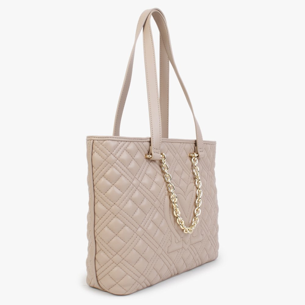 Diamond Quilt Taupe Shopper Bag