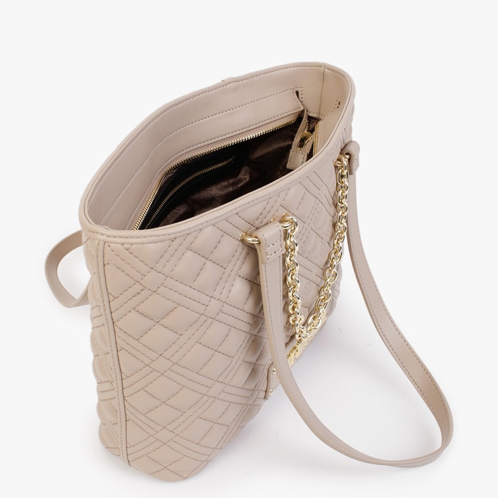 Diamond Quilt Taupe Shopper Bag