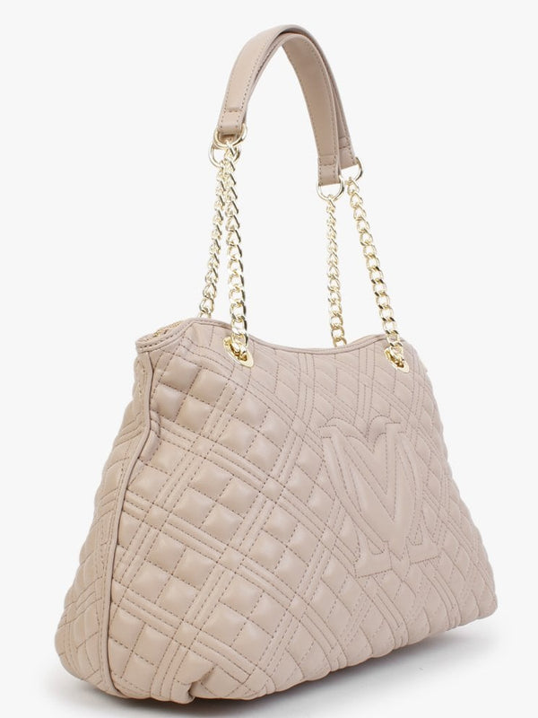 Diamond Quilt Chain Taupe Day Bag