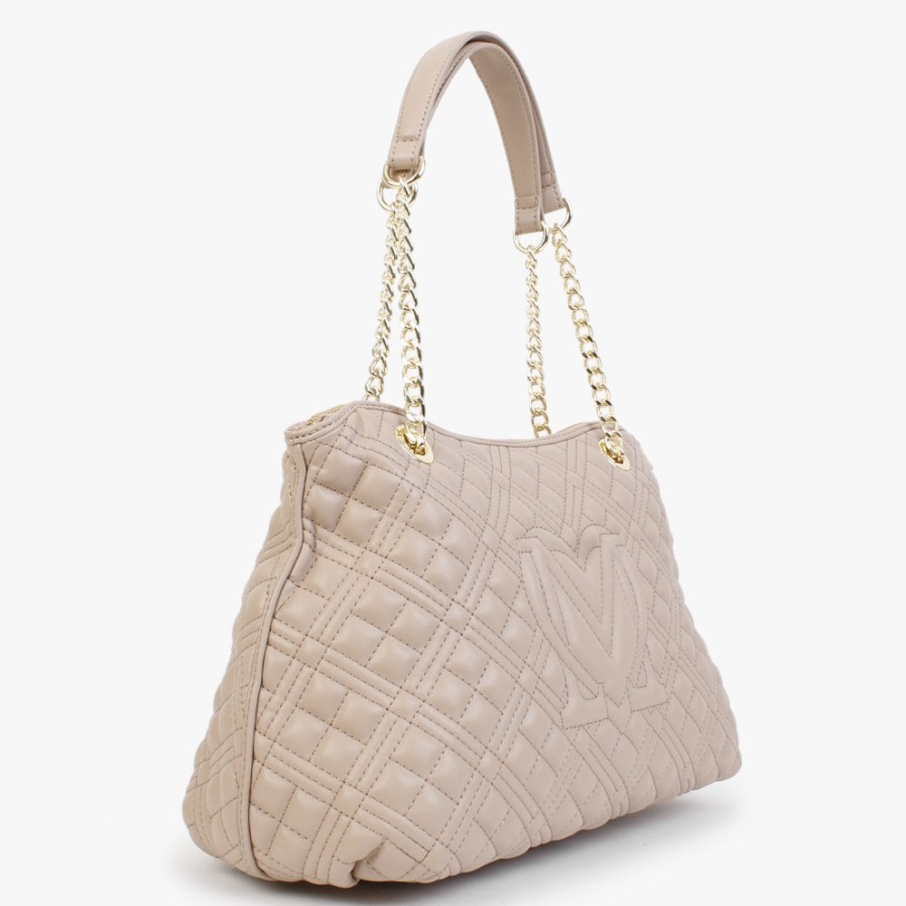 Diamond Quilt Chain Taupe Day Bag
