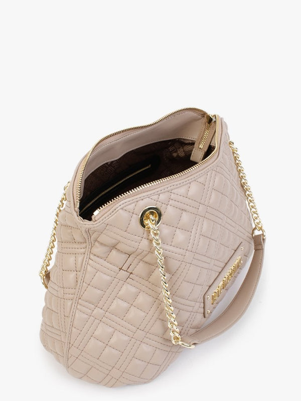Diamond Quilt Chain Taupe Day Bag