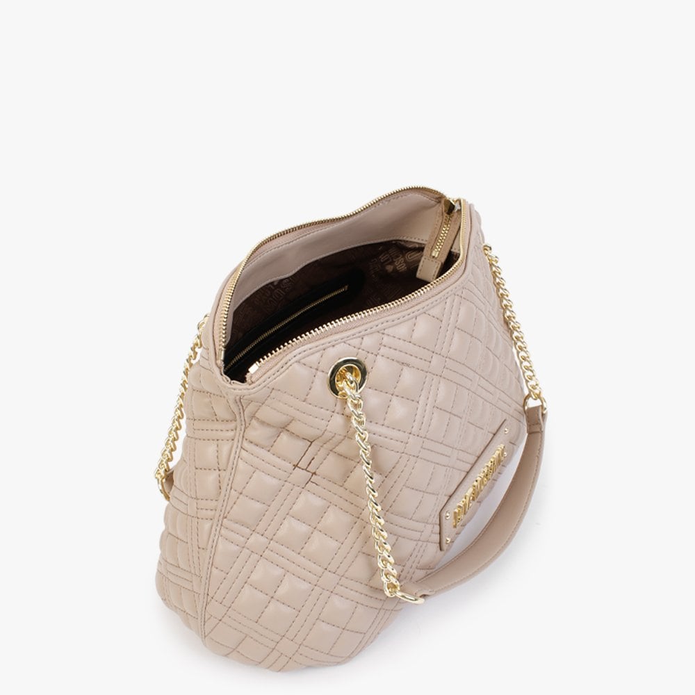 Diamond Quilt Chain Taupe Day Bag