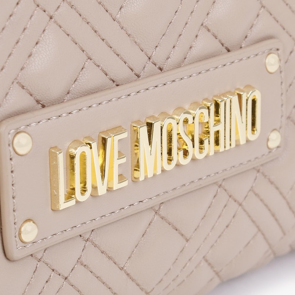 Diamond Quilt Chain Taupe Day Bag