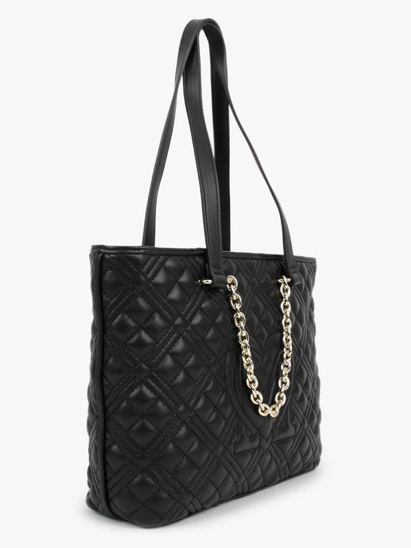 Diamond Quilt Black Shopper Bag