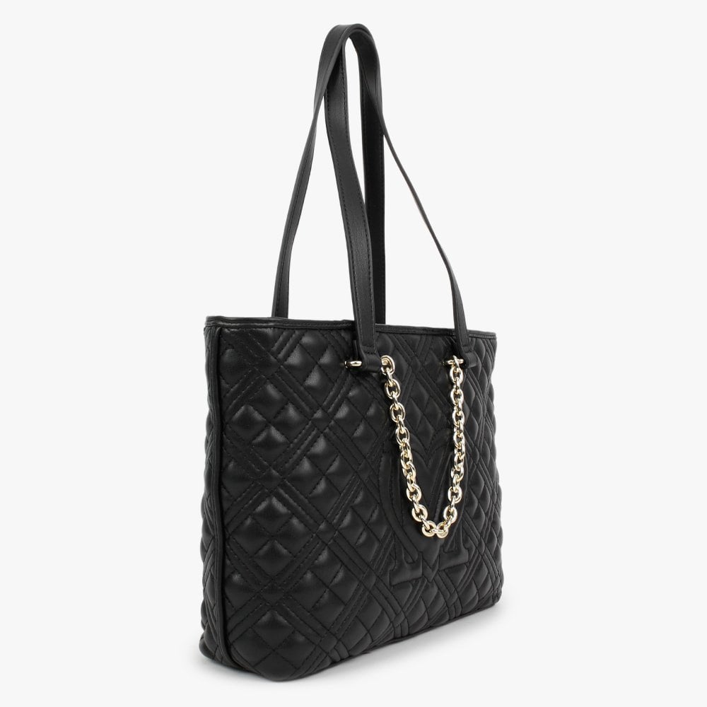 Diamond Quilt Black Shopper Bag