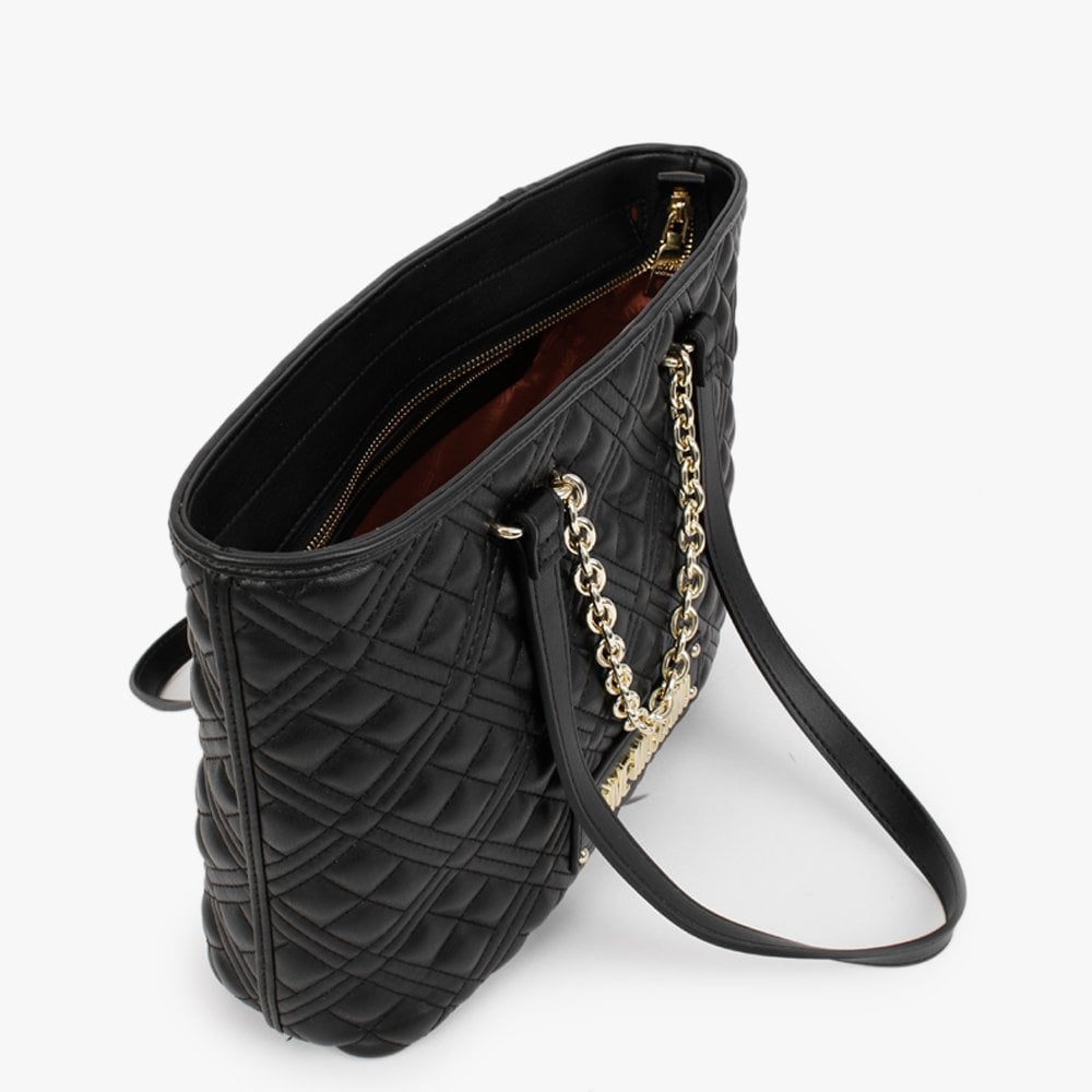 Diamond Quilt Black Shopper Bag