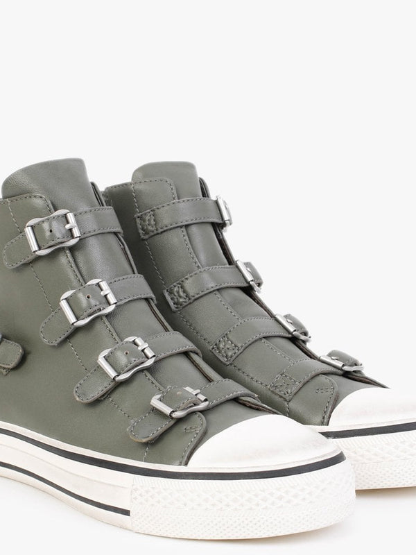 Virgin II Leaf Leather Buckled High Top Trainers