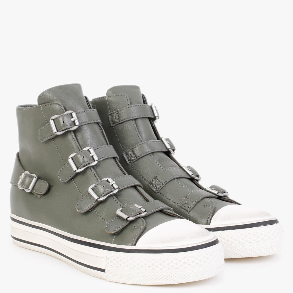 Virgin II Leaf Leather Buckled High Top Trainers