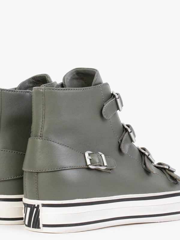 Virgin II Leaf Leather Buckled High Top Trainers