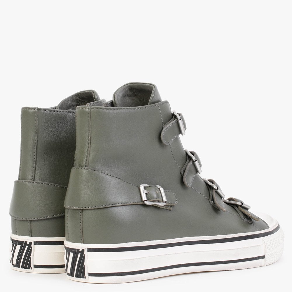 Virgin II Leaf Leather Buckled High Top Trainers