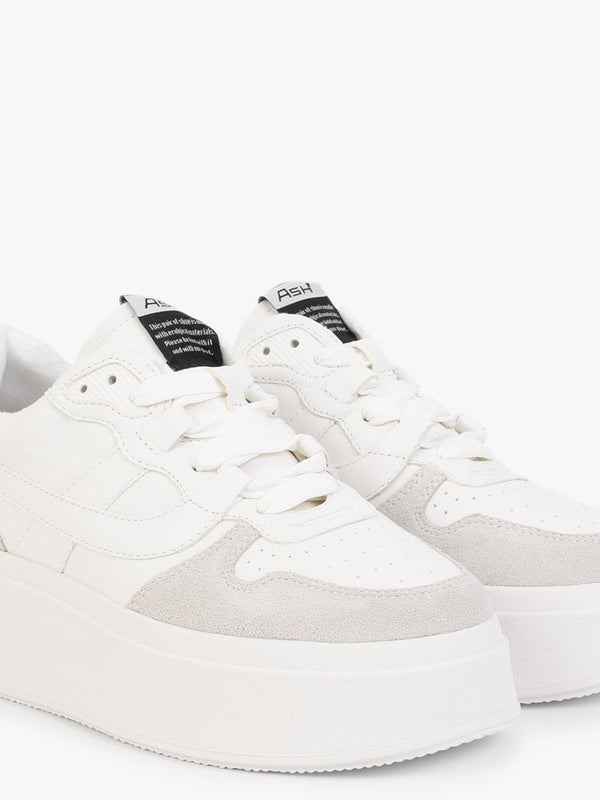 Match It Off White Chrome Free Leather & Suede Flatform Trainers