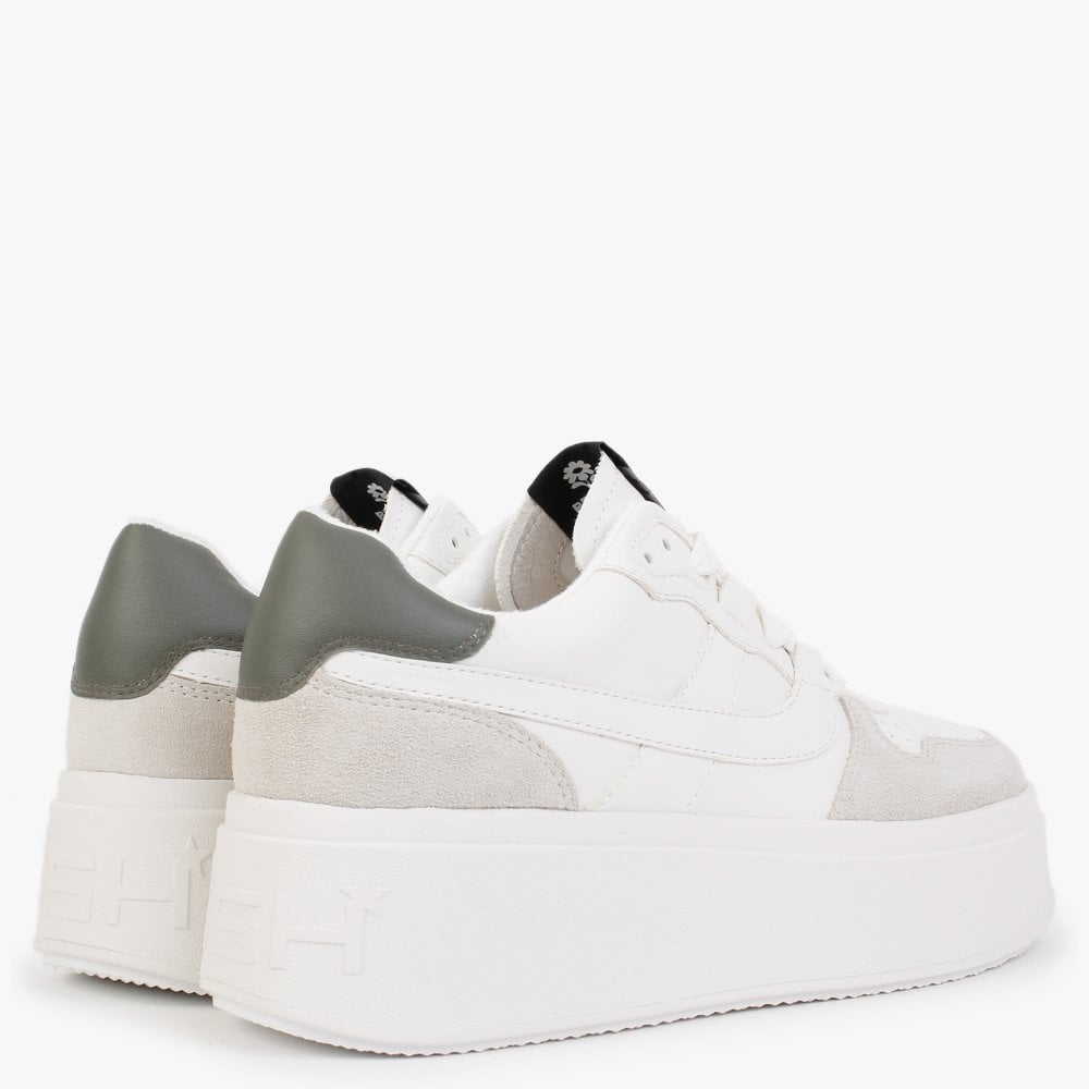 Match It Off White Chrome Free Leather & Suede Flatform Trainers