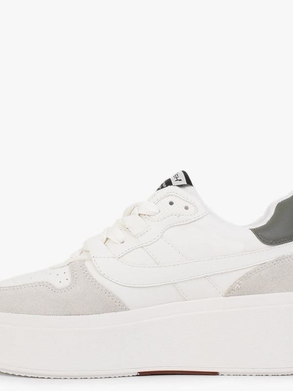 Match It Off White Chrome Free Leather & Suede Flatform Trainers
