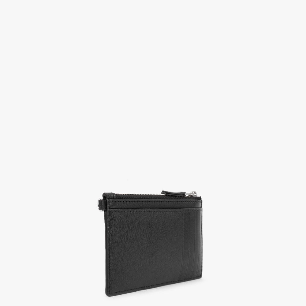 The Slim 84 Black Leather Top Zip Wristlet Purse