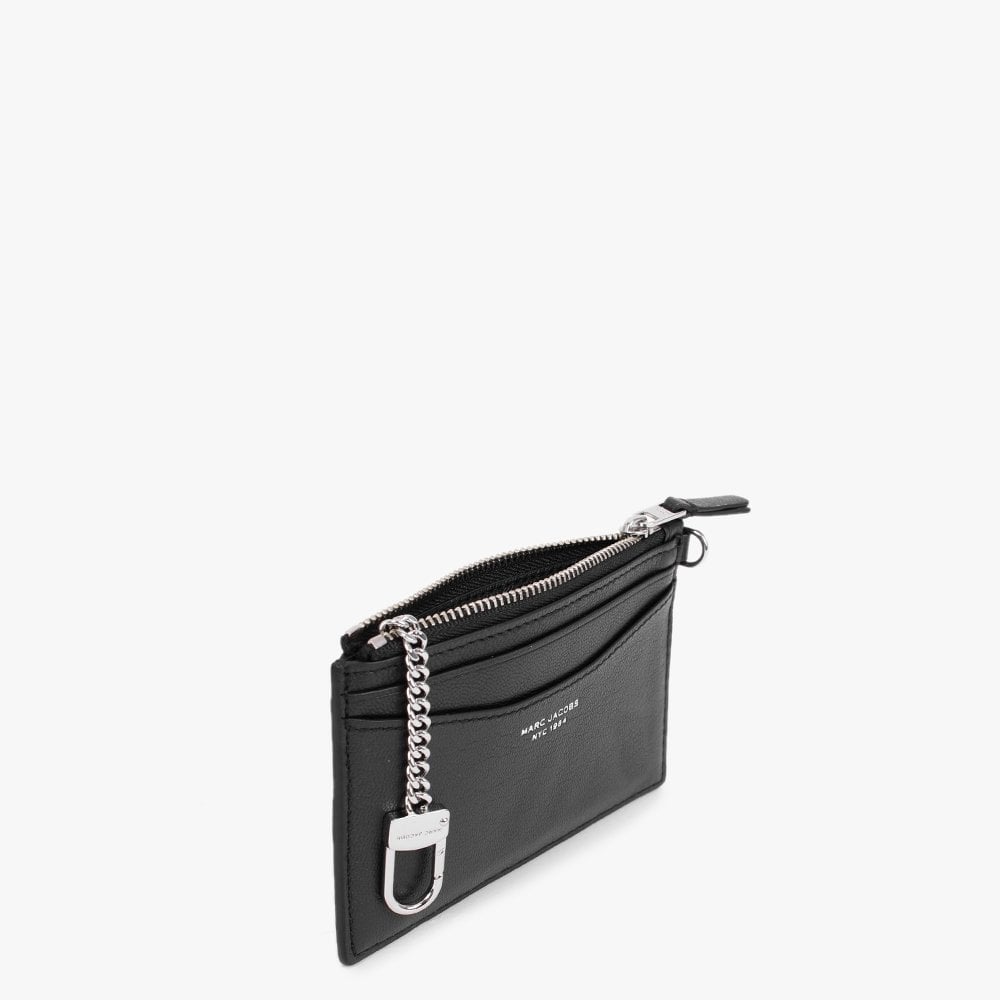 The Slim 84 Black Leather Top Zip Wristlet Purse