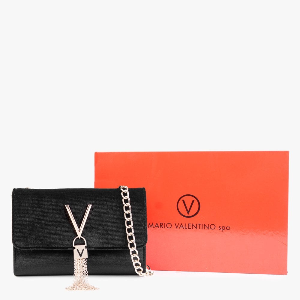 Divina Black Velvet Shoulder Bag