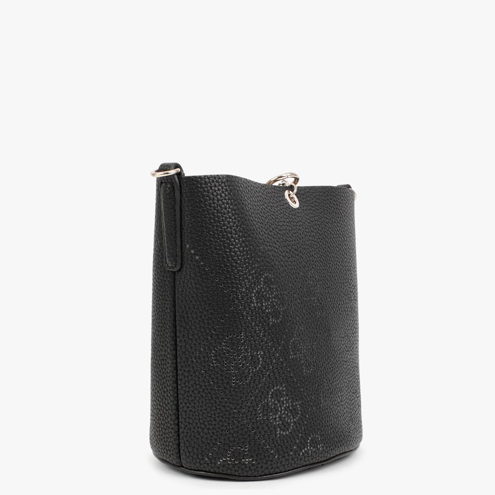 Amara Black Perforated Logo Bucket Bag