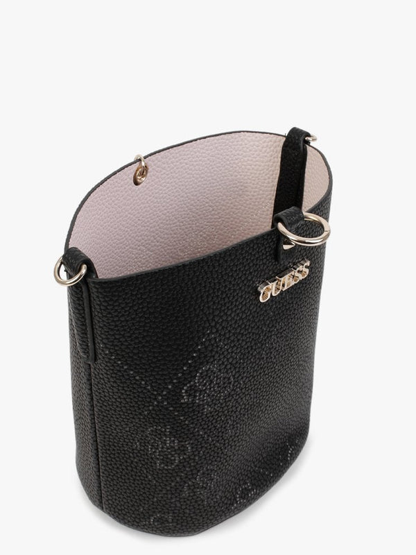 Amara Black Perforated Logo Bucket Bag