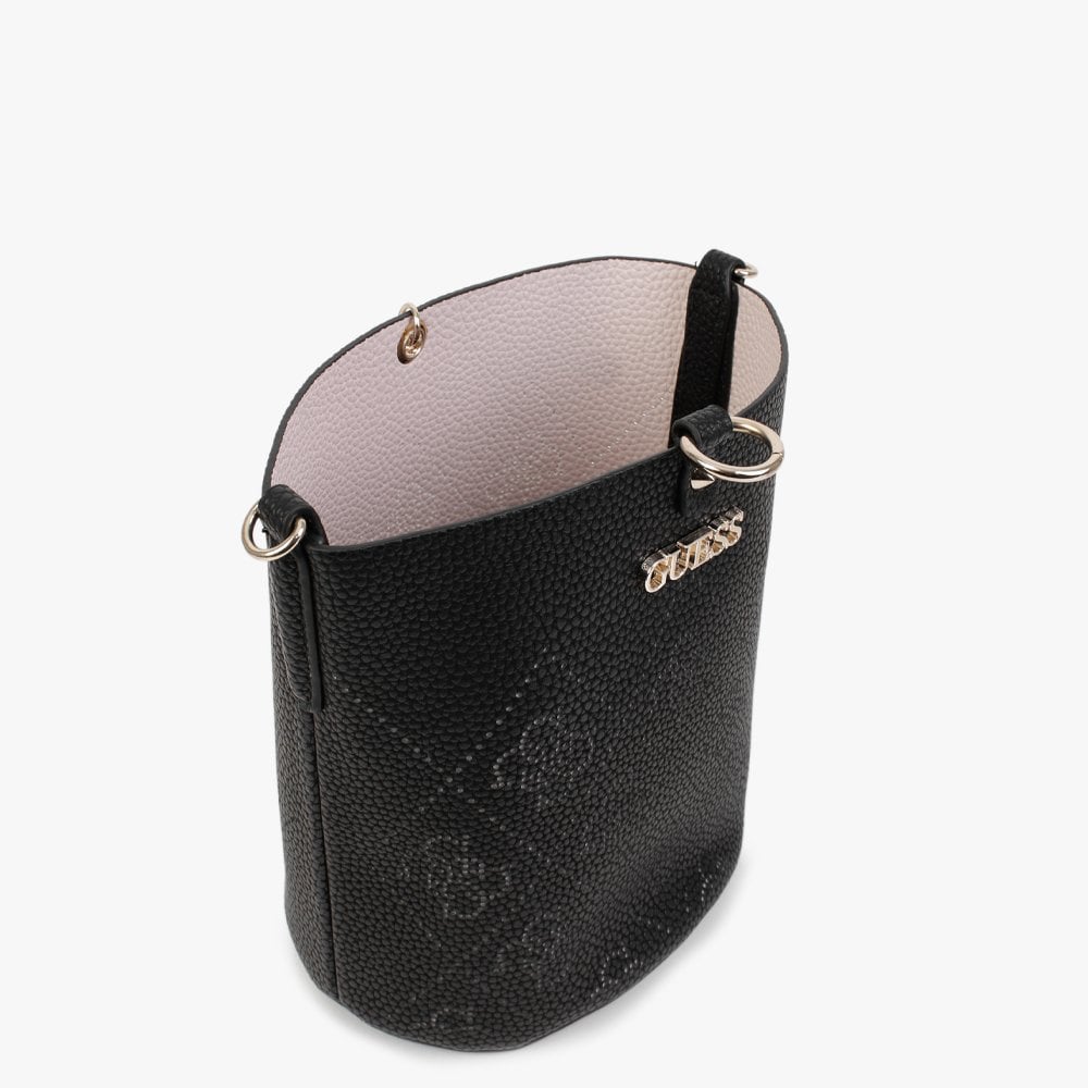Amara Black Perforated Logo Bucket Bag