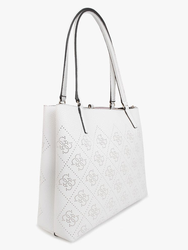 Amara Society White Perforated Logo Carryall Bag