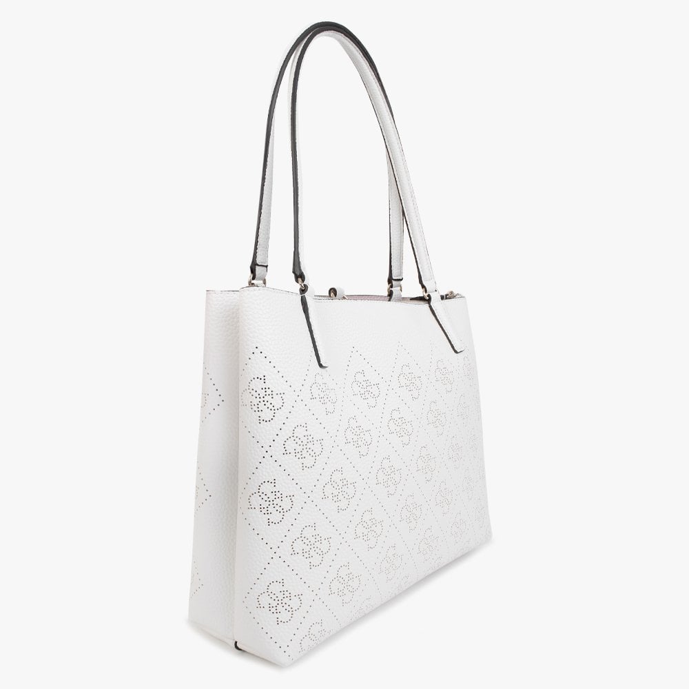 Amara Society White Perforated Logo Carryall Bag