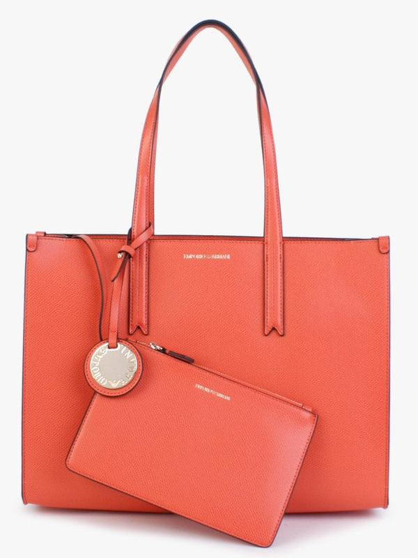 Frida II Orange Black Textured Shopper Bag
