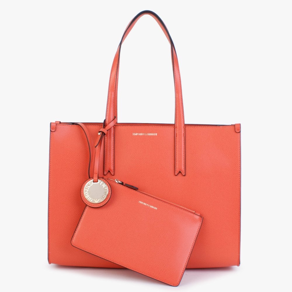 Frida II Orange Black Textured Shopper Bag