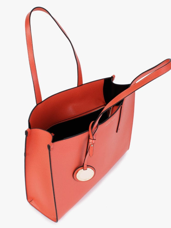 Frida II Orange Black Textured Shopper Bag