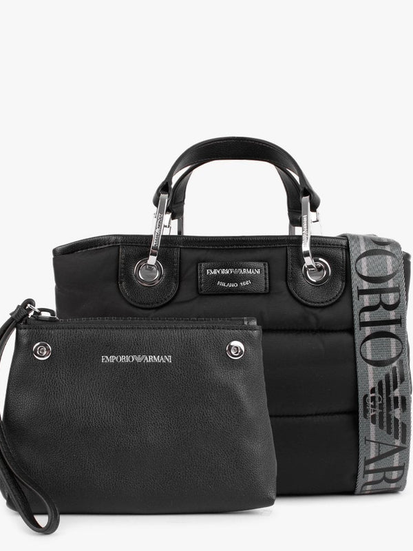 Myea Black Nylon Shopper Bag