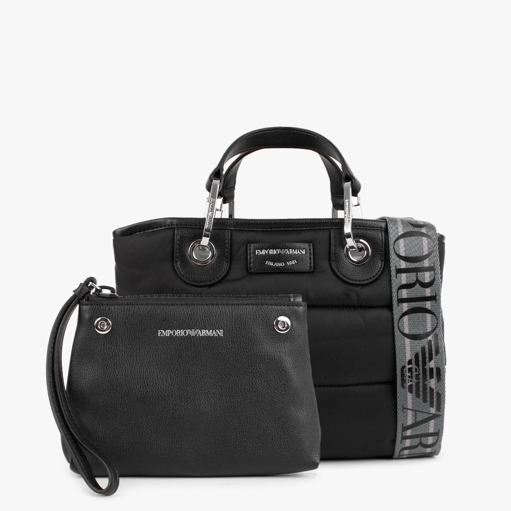 Myea Black Nylon Shopper Bag