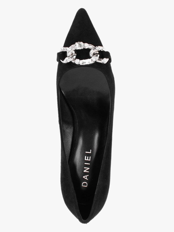 Sochain Black Suede Embellished Wedge Court Shoes