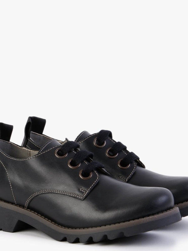Ruda Black Leather Lace Up Shoes