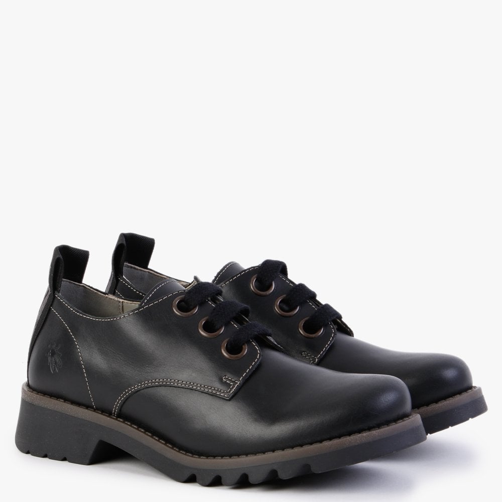 Ruda Black Leather Lace Up Shoes