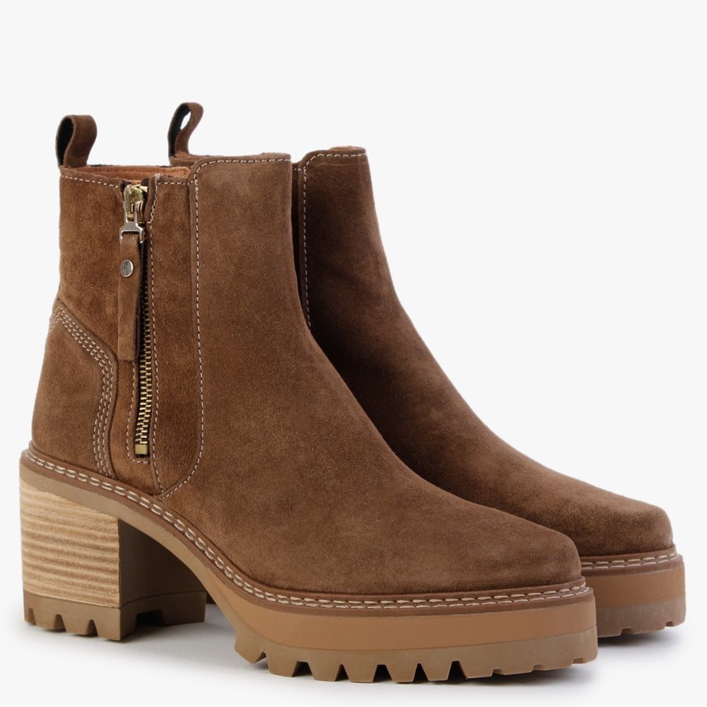 Galette Tan Suede Ankle Boots