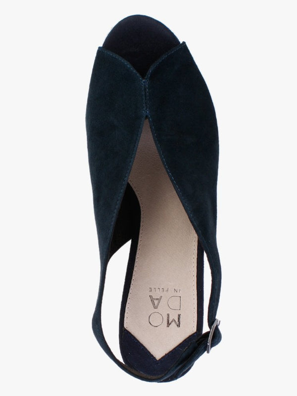 Meloni Navy Suede Embellished Heeled Sandals