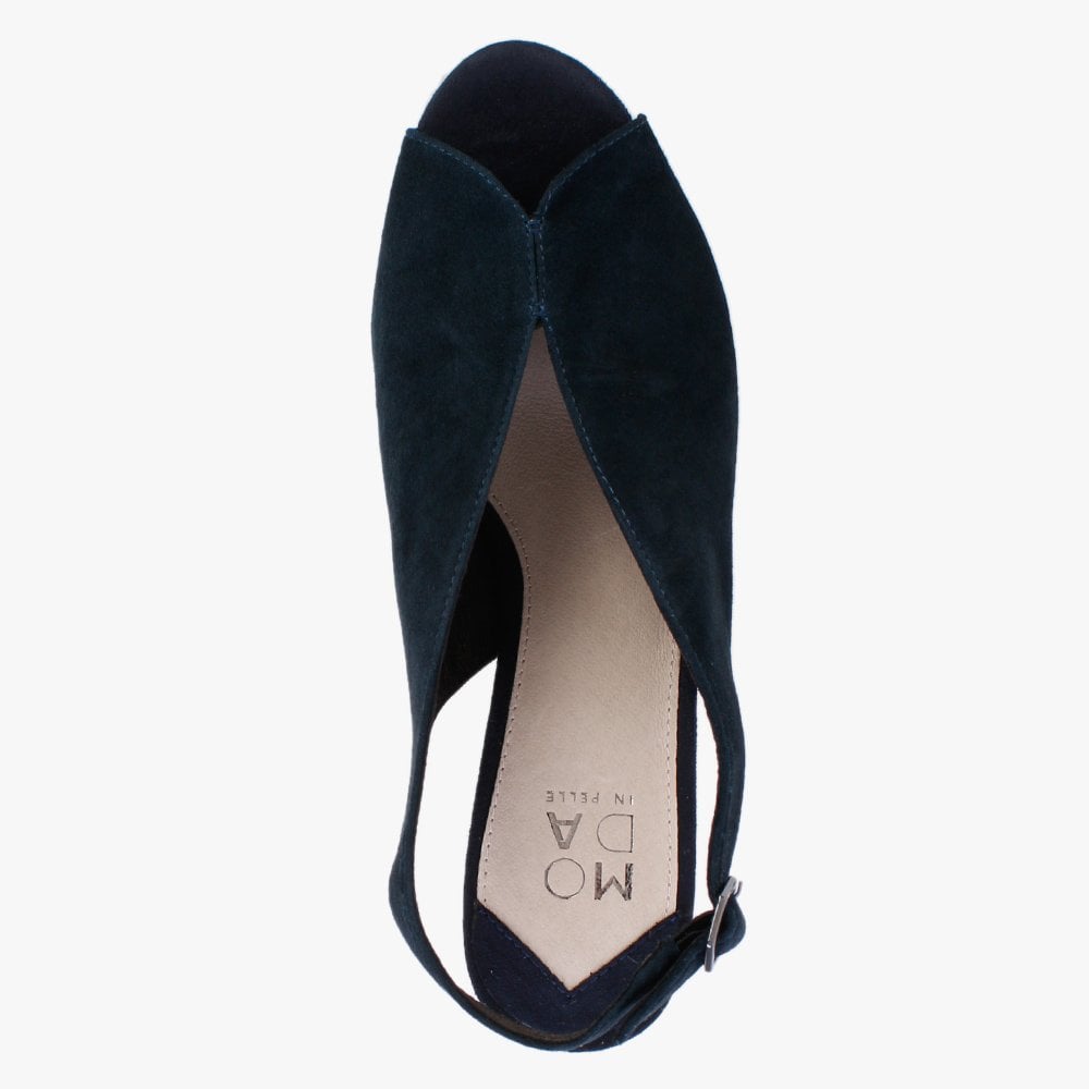 Meloni Navy Suede Embellished Heeled Sandals