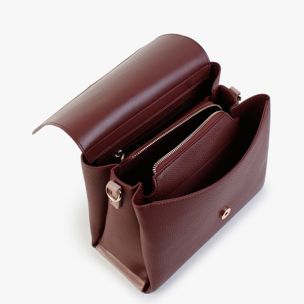 Alexia Bordeaux Multi Logo Strap Shoulder Bag