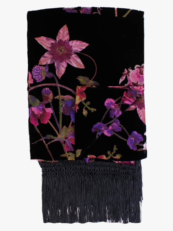 Devore Multi Floral Tassel Trim Scarf