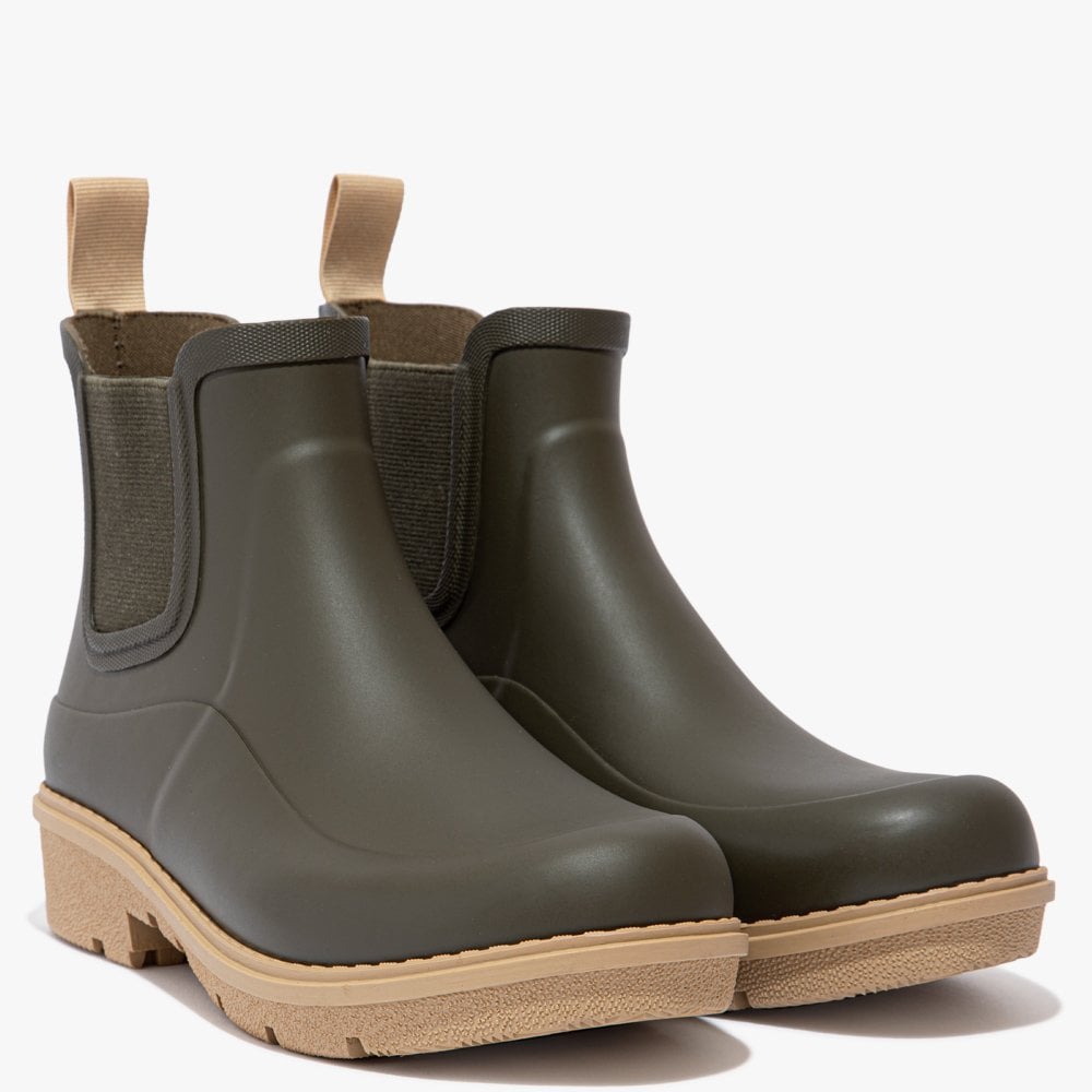 Wonderwelly Contrast Sole Mossy Mix Chelsea Wellington Boots