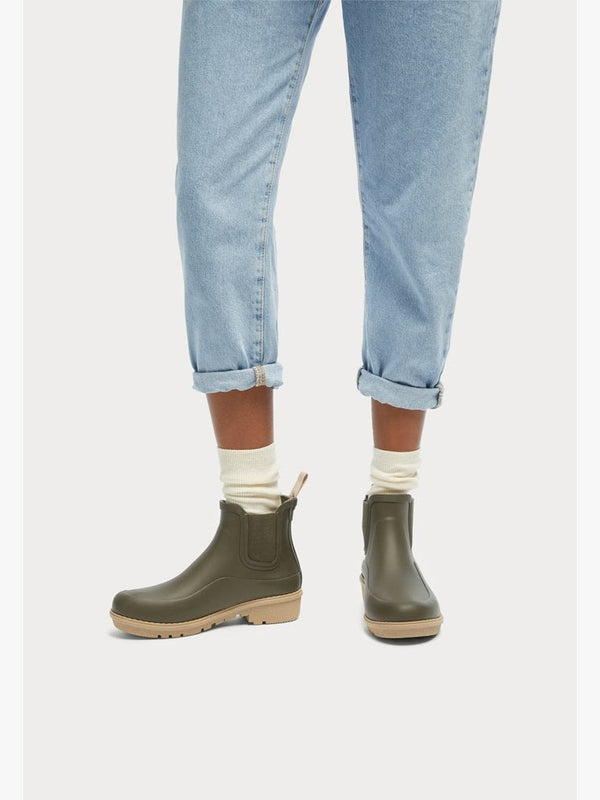 Wonderwelly Contrast Sole Mossy Mix Chelsea Wellington Boots
