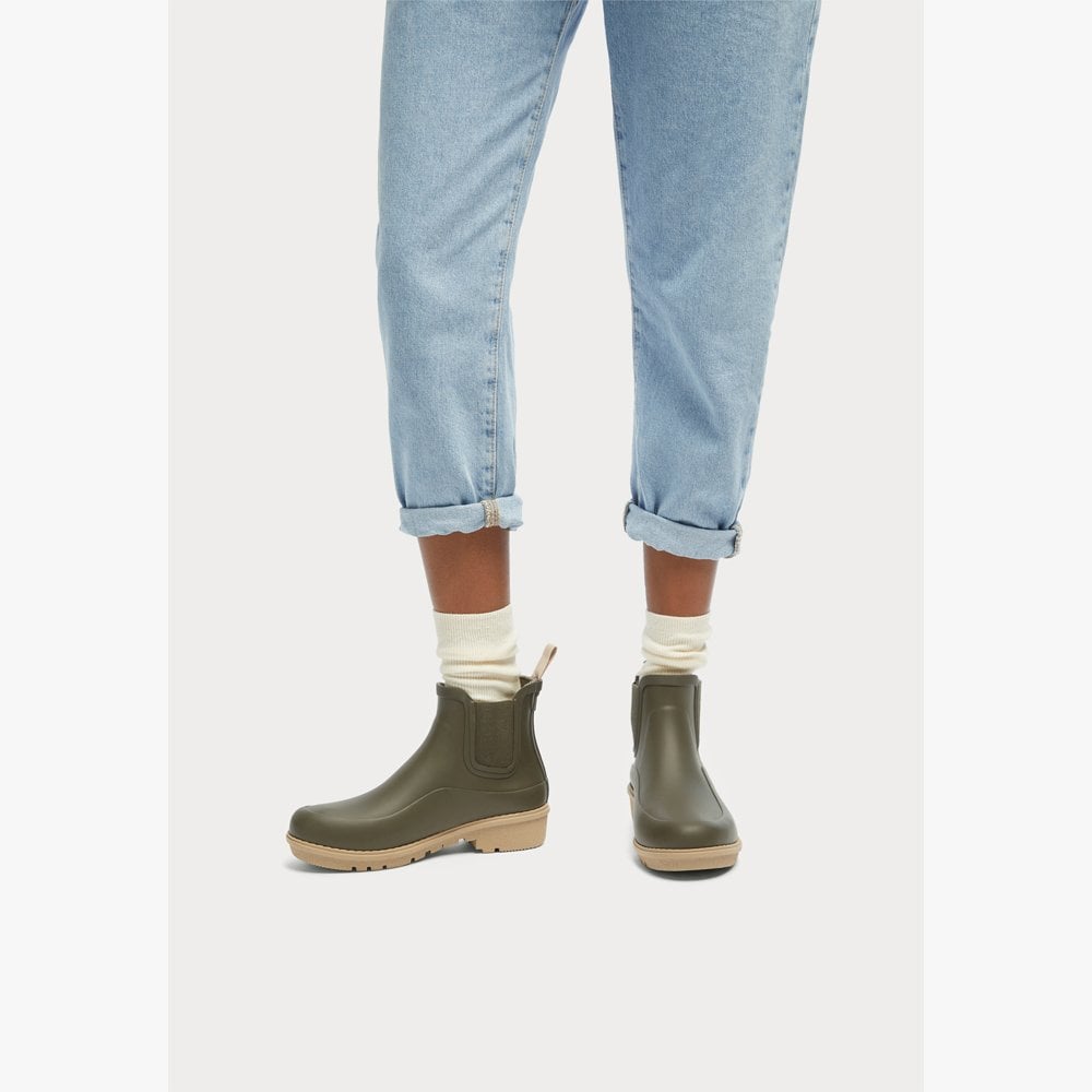 Wonderwelly Contrast Sole Mossy Mix Chelsea Wellington Boots
