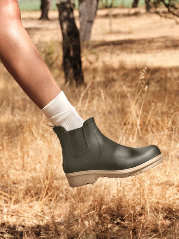 Wonderwelly Contrast Sole Mossy Mix Chelsea Wellington Boots