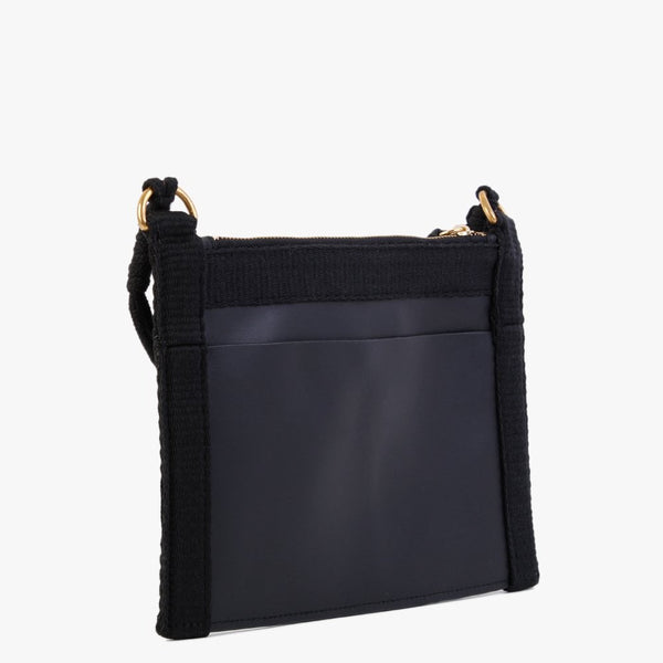 Letter Black Leather Cross-Body Bag