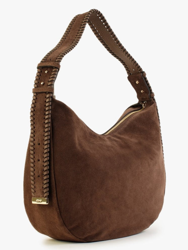 Brown Suede Hobo Bag
