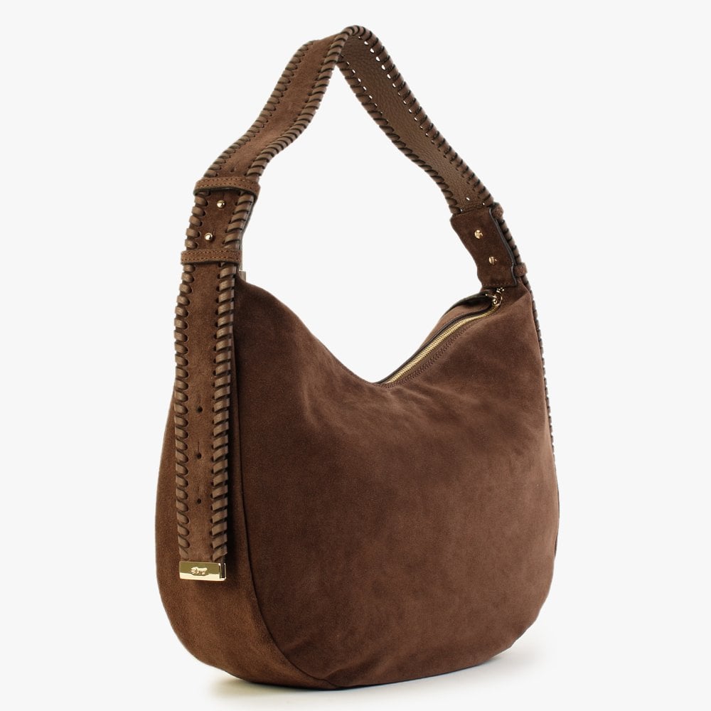 Brown Suede Hobo Bag