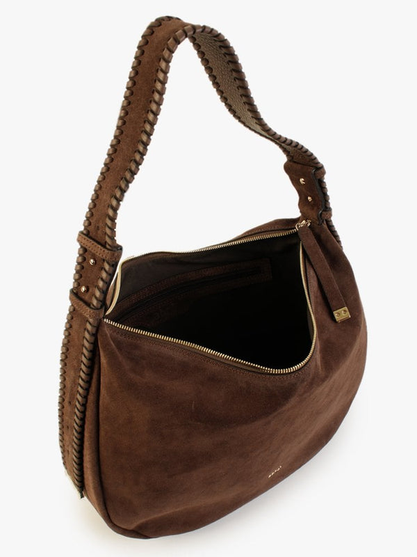 Brown Suede Hobo Bag